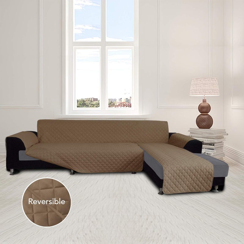 Easy-Going L Shape Sofa Slipcover - Sectional Couch Cover With Chaise Lounge - Reversible Furniture Protector for Pets, Kids, Children, Dogs, Cats (Small, Camel/Camel) - Image 2